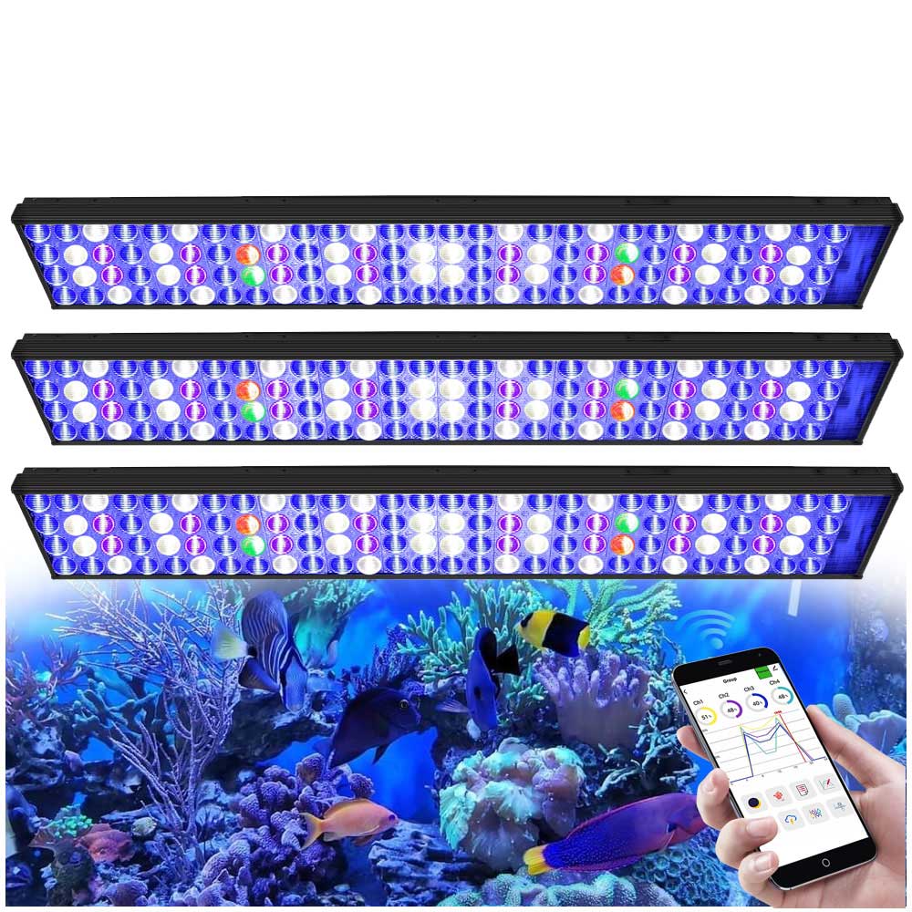Marine X Aquarium - 3 X PopBloom H75 WiFi LED-Aquariumlampe,