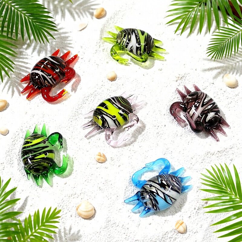 Aquarium Marine Fishes - Handgefertigte Niedliche Mini-Glas-Krabbenfigur Winzige Meerestier-Statue für
