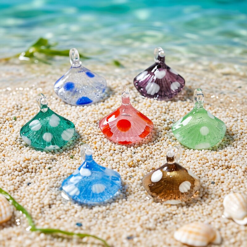 Aquarium And Marine - Bunte Mini-Muschel-Anhänger aus Glas, Niedliche Meereslebewesen-Ornamente
