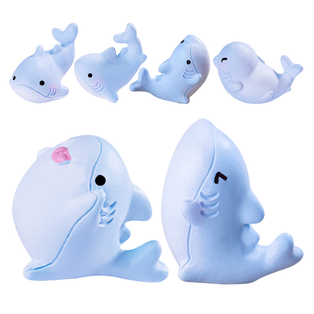 Marine Aquarium Home - 6 Stück Niedliche Mini-Hai-Figuren aus Kunstharz
