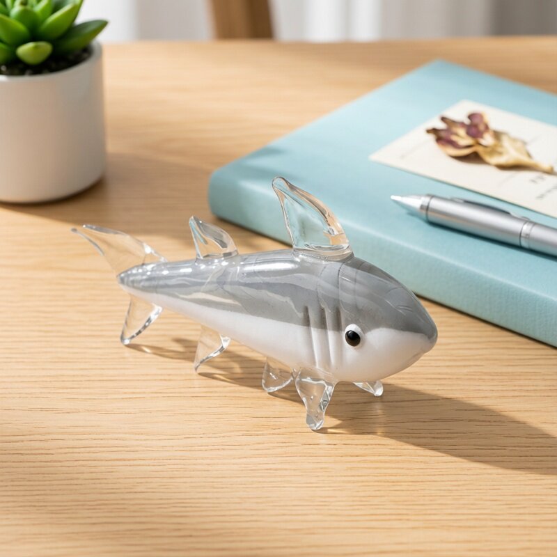 Graue Murano-Glas Hai-Figur -  – Marine Aquarium Home Bewertung und Preis